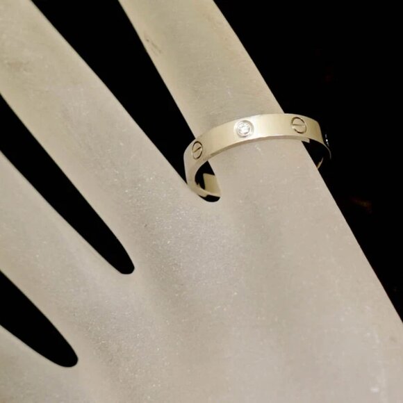 Cartier 1P Diamond Mini Love Ring size US10.75 EU64 18k White Gold Auth w/Box - Picture 2 of 6